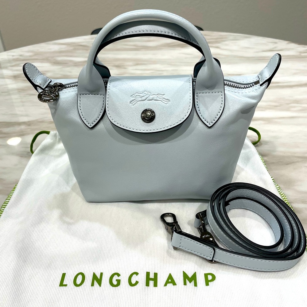 Longchamp LE PLIAGE CUIR
Top handle bag XS - Sky Blue (Sold Out Seasonal Color)